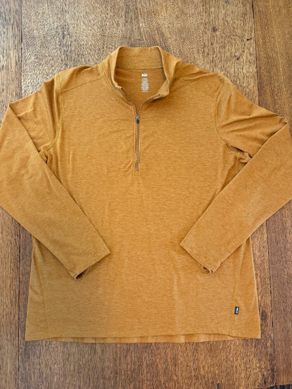 REI Men's Long Sleeve Midweight Base Layer Half-Zip Top - XL, Tan